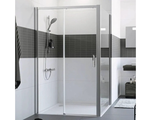 Sprchové dveře pro boční stěnu Hüppe Classics 2 EasyEntry 120 cm barva rámu stříbrná dekor skla čiré sklo HUPPE C25304.069.322 Sprchový kout s posuvnými dveřmi v koupelně