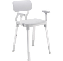 Sprchová židle s opěradlem a područkami, výškově nastavitelná