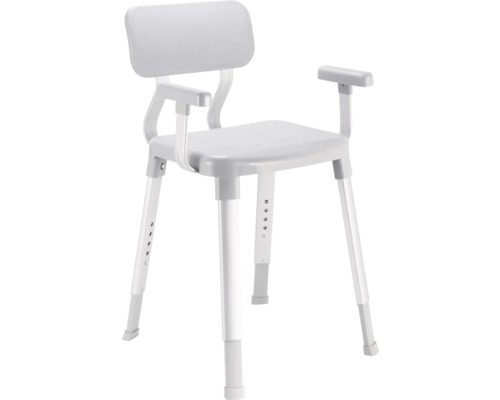 Sprchová židle s opěradlem a područkami, výškově nastavitelná