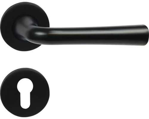 Ekonomické ocelové kování RK.LOPAR.PZ.CE na kulatých rozetách s vratnou pružinou klik Kliky ke dveřím s klíčovou rozetou