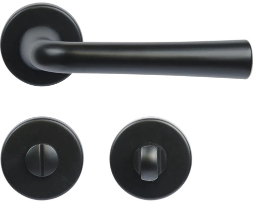 Ekonomické ocelové kování RK.LOPAR.WC.CE na kulatých rozetách s vratnou pružinou klik Sada kliky ke dveřím s otočným knoflíkem pro koupelny a toalety