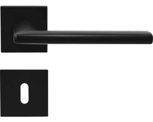 Hliníkové kování RK.C36.RIMINI.BB.CE na čtvercových rozetách s vratnou pružinou klik Kování ke dveřím s klíčovou rozetou