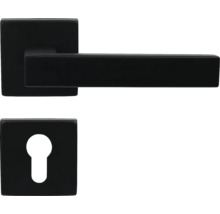 Sada kliky ke dveřím s hranatou rozetou a klíčovou dírkou