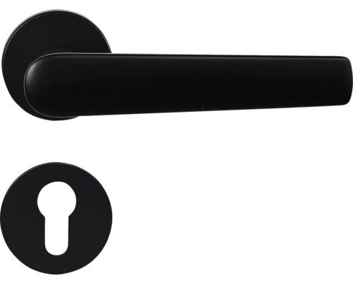 Hliníkové kování RK.K16.BOLOGNA.PZ.CE na kulatých rozetách s vratnou pružinou klik Sada kliky ke dveřím s klíčovou rozetou