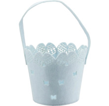 Košík z plsti s rukojetí, vzorem velikonočních vajíček a motýlů