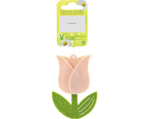 Velikonoční dekorace tulipán filc 9,5 cm růžová Dekorační předmět, tulipán z plsti se závěsem