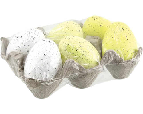 Velikonoční vajíčka 6 cm žlutá bílá 6 ks Balení se šesti dekorativními vejci