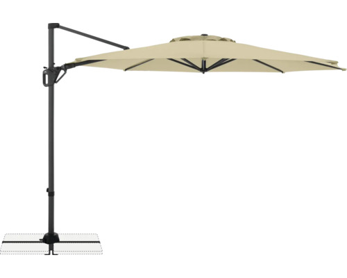 Volně stojící slunečník se stojanem pro venkovní použití