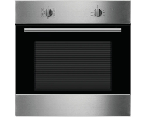 Vestavná nerezová trouba s ovládacími knoflíky a průhledným okénkem