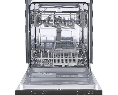 Vnitřní pohled na myčku s otevřenými dvířky a koši na nádobí