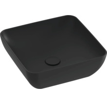 Černé umyvadlo na desku se čtvercovým tvarem