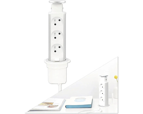 Výsuvný sloupek zásuvek 4740098 3x230V bílý Zapuštěná zásuvková lišta na stůl