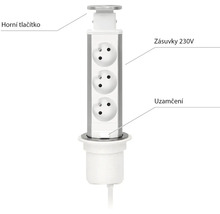 Zapuštěná zásuvková lišta se třemi zásuvkami