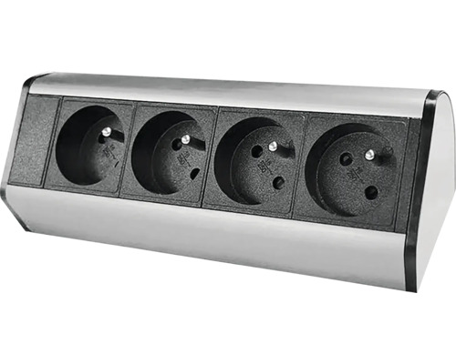 Zásuvková lišta 4x zásuvka 27,5 cm povrchová stříbrná Prodlužovací kabel se čtyřmi zásuvkami