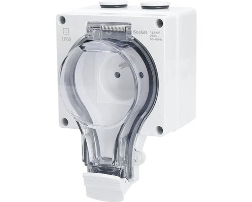 Zásuvka Solight 5B350 IP66 bílá Zásuvka do vlhkého prostředí s výklopným víkem