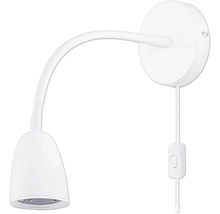 Bílé nástěnné svítidlo s flexibilním ramenem a vypínačem