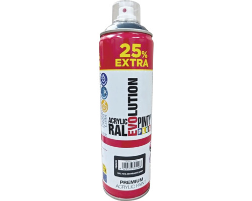 Barva ve spreji PINTYPLUS EVO RAL7016 antracit 500 ml + 25 % Sprej s akrylovou barvou