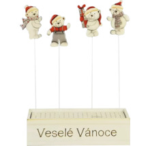 Vánoční dekorace s motivy medvědů a nápisem 'Veselé Vánoce'.