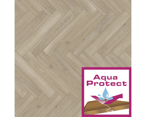Parketová podlaha se vzorem rybí kosti s pečetí Aqua Protect