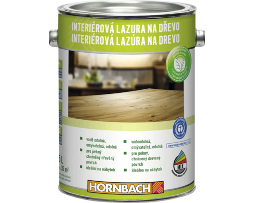 Lazura na dřevo Hornbach interiérová 2,5 l bezbarvá Interiérová lazura na dřevo v plechovce