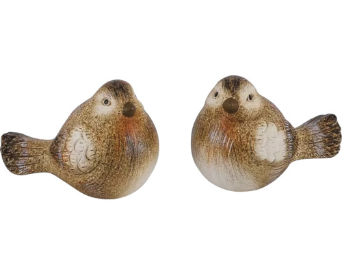 Vánoční figurka ptáček keramika hnědá 11,5x8x8 cm mix 2 druhů cena za 1 Dva dekorativní keramické ptáci pro interiér