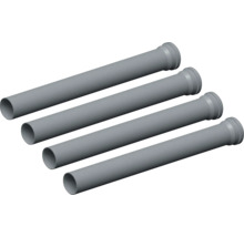 Čtyři šedé plastové odpadní trubky