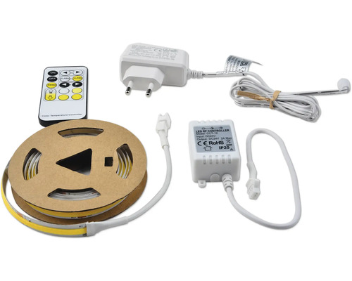 LED pásek s dálkovým ovládáním, napájecím zdrojem a řízením
