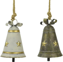 Dva kovové zvonky k zavěšení, zdobené hvězdami