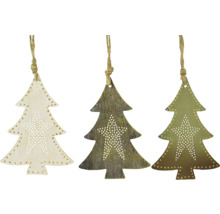 Tři ozdobné vánoční stromky k zavěšení se vzorem hvězdy