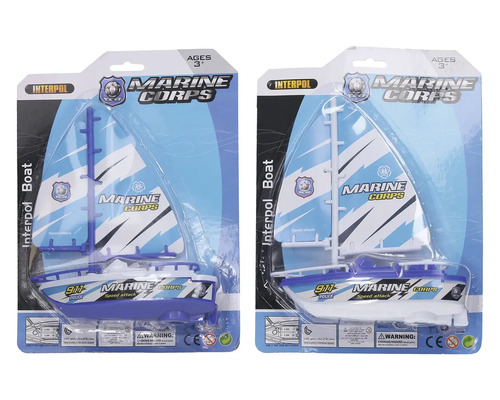 Hračky do vody loďka 17 x 19 cm modro-bílá Dvě hračky lodě v designu Marine Corps v balení