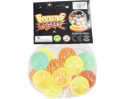 Hopíci 2,5 cm mix barev 12 ks Balení různobarevných skákacích míčků v síťce