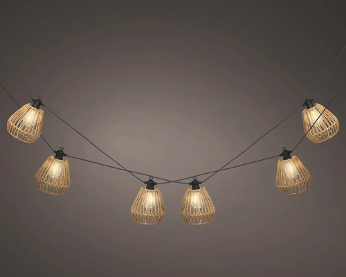 Světelná girlanda s lampióny 29 x 52 x 30 cm Světelný řetěz s ratanovými stínidly pro venkovní použití