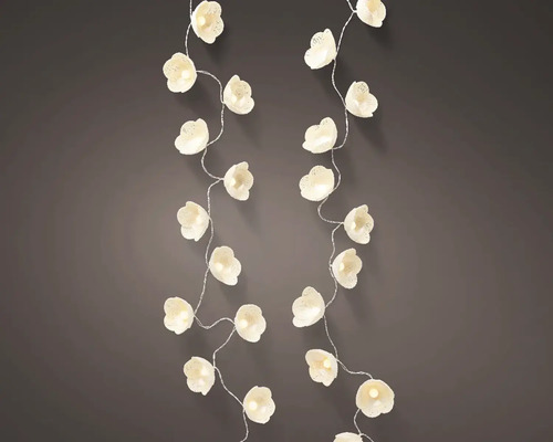 Světelný řetěz s květy bílý 13 x 23 x 15 cm Světelný řetěz s žárovkami ve tvaru květů