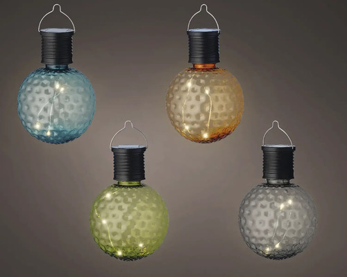 Čtyři solární světla ve tvaru žárovky se zavěšením