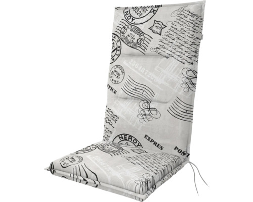 Polstr s vysokou opěrkou SPOT 118 x 48 x 5 cm Podsedák na židli s vysokým opěradlem a motivem poštovních známek