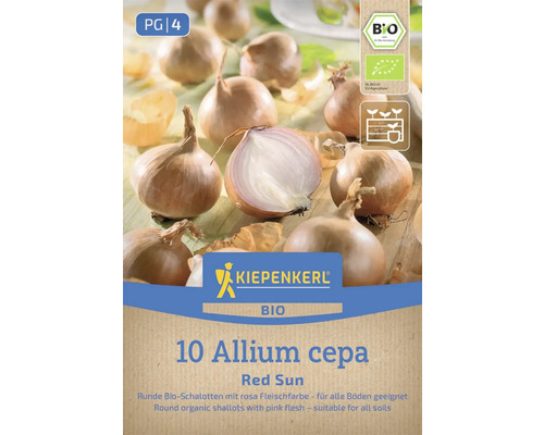 Šalotka sazečka 'Red Sun' 10 ks Kiepenkerl Logo Bio šalotka Red Sun balení s bio pečetí