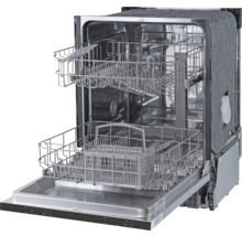 Otevřená myčka s dvěma koši a košíkem na příbory