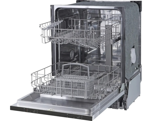 Otevřená myčka s dvěma koši a košíkem na příbory