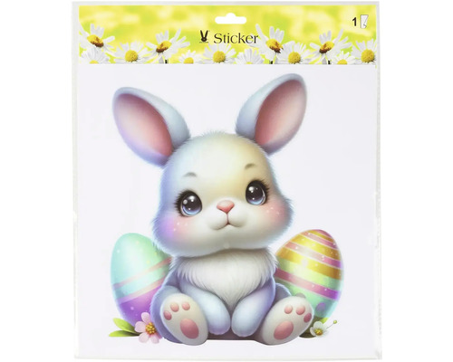 Velikonoční folie na okno zajíček 30 x 30 cm Arch samolepek s motivem zajíčka a velikonočních vajíček