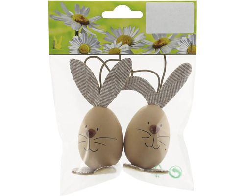 Velikonoční dekorace králíčci 9 cm 2 ks Dekorativní velikonoční vajíčka se zaječíma ušima v balení