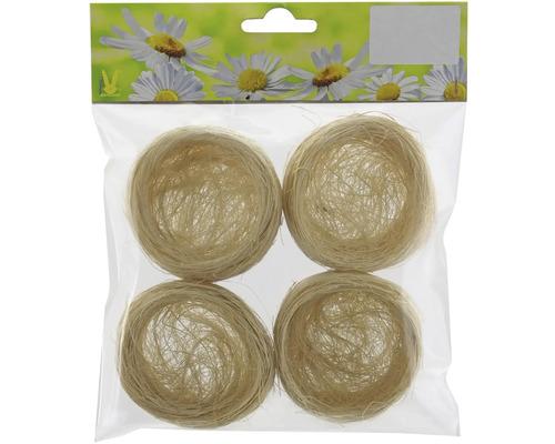 Dekorativní hnízda na vajíčka béžová 4 ks Balení se čtyřmi ozdobnými pásky z rostlinných vláken