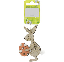 Závěsná dekorace velikonoční zajíček s vejcem ze dřeva