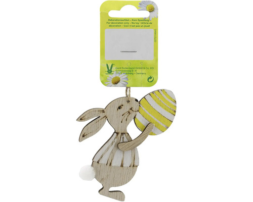 Velikonoční závěsná dekorace králík dřevěný 7 x 15 cm Závěsná dekorace zajíček s velikonočním vajíčkem
