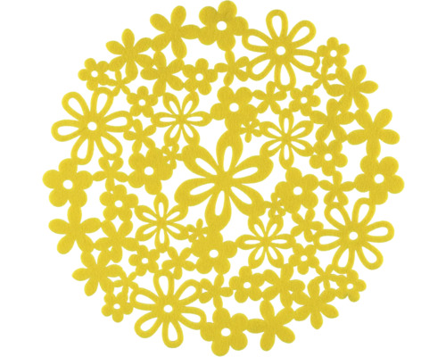 Velikonoční prostírání Ø 33 cm žluté Žlutá dekorace na stůl s květinovým designem