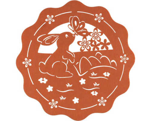 Velikonoční prostírání Ø 33 cm červené Dekorace s motivem zajíčka, motýla a květin