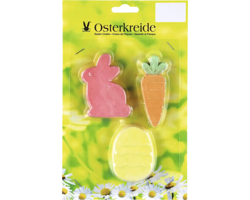 Křídy barevné velikonoční motiv 3 ks Sada velikonočních kříd s tvary zajíce, mrkve a vejce