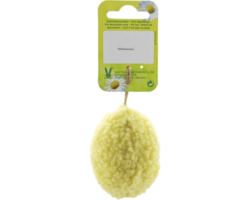 Velikonoční dekorace závěsná vajíčko plyšové 7 cm žluté Dekorativní velikonoční vajíčko k zavěšení