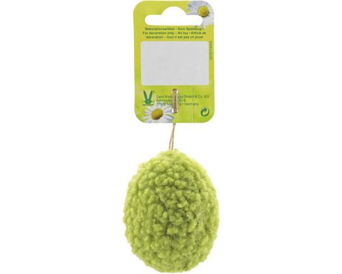 Velikonoční dekorace závěsná vajíčko plyšové Ø 5 x 14 cm zelené Dekorativní plstěná koule k zavěšení