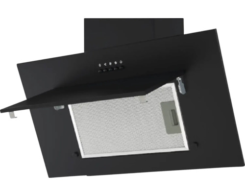 Černý odsavač par s kovovým filtrem