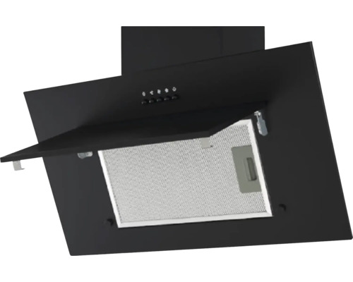 Černý odsavač par s kovovým filtrem